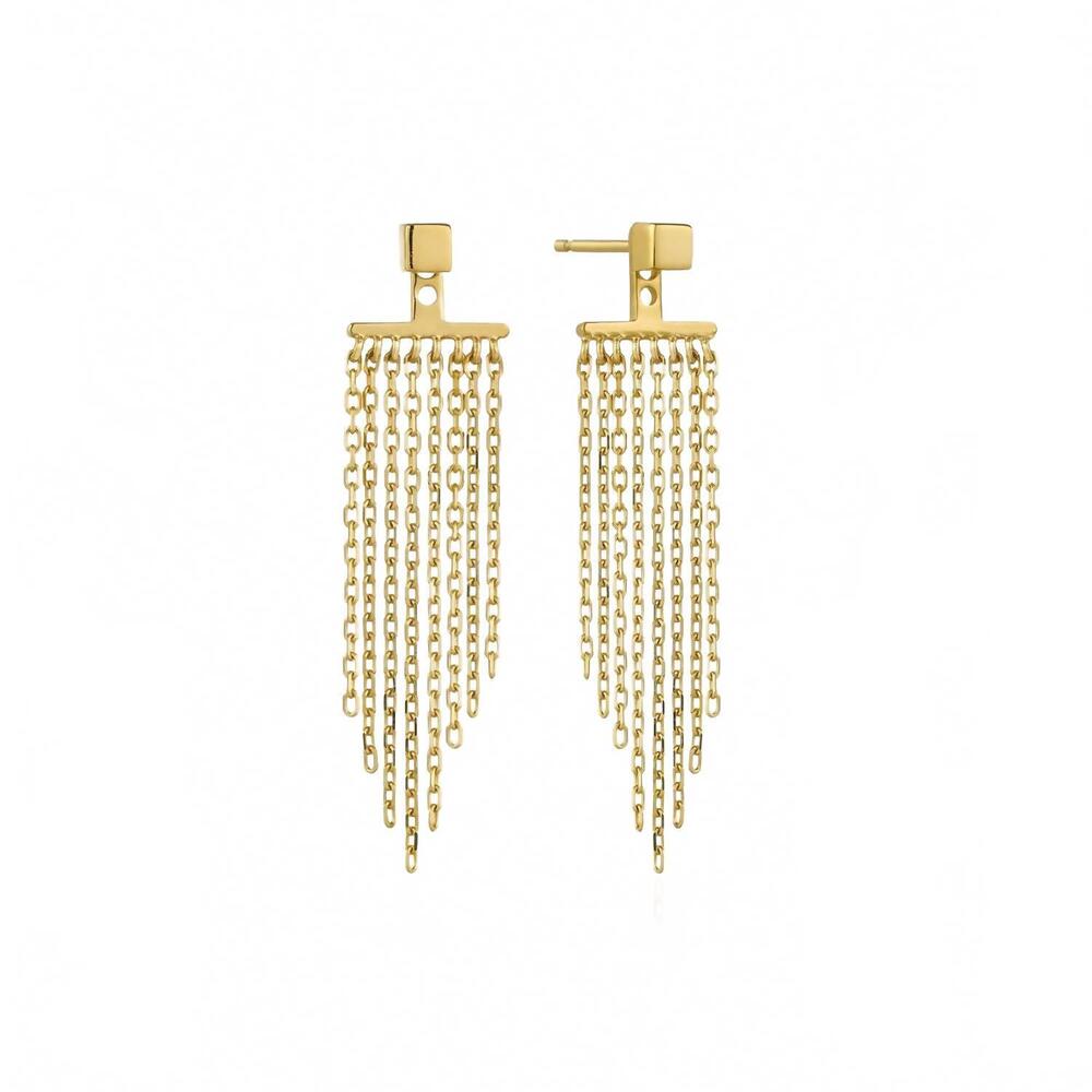 NEW ANIA HAIE fringe fall ear jacket earrings in gold
